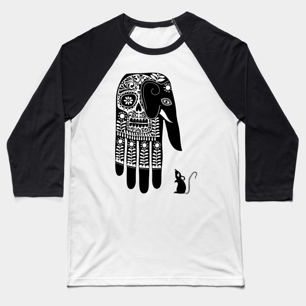 Elephant in the Room Baseball T-Shirt by spellstone.studio